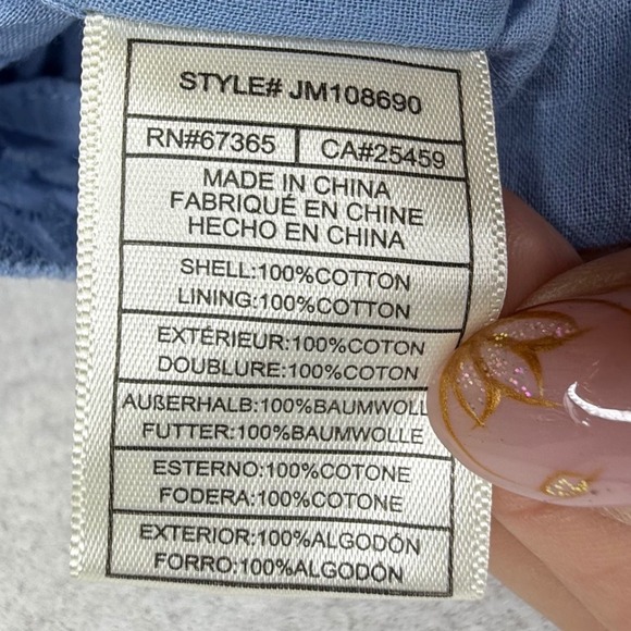 Betsey Johnson Blue Eyelet Smocked Mini Dress Sweetheart Puff Sleeve croquette - Picture 7 of 11